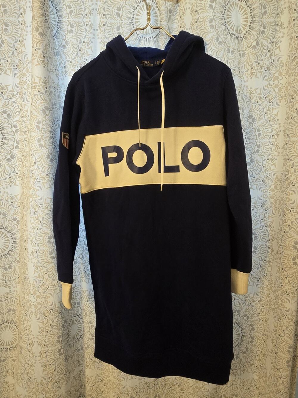 Polo Ralph Lauren Womens Polo Logo Colorblock Fleece Hoodie Dress 1967 Size S